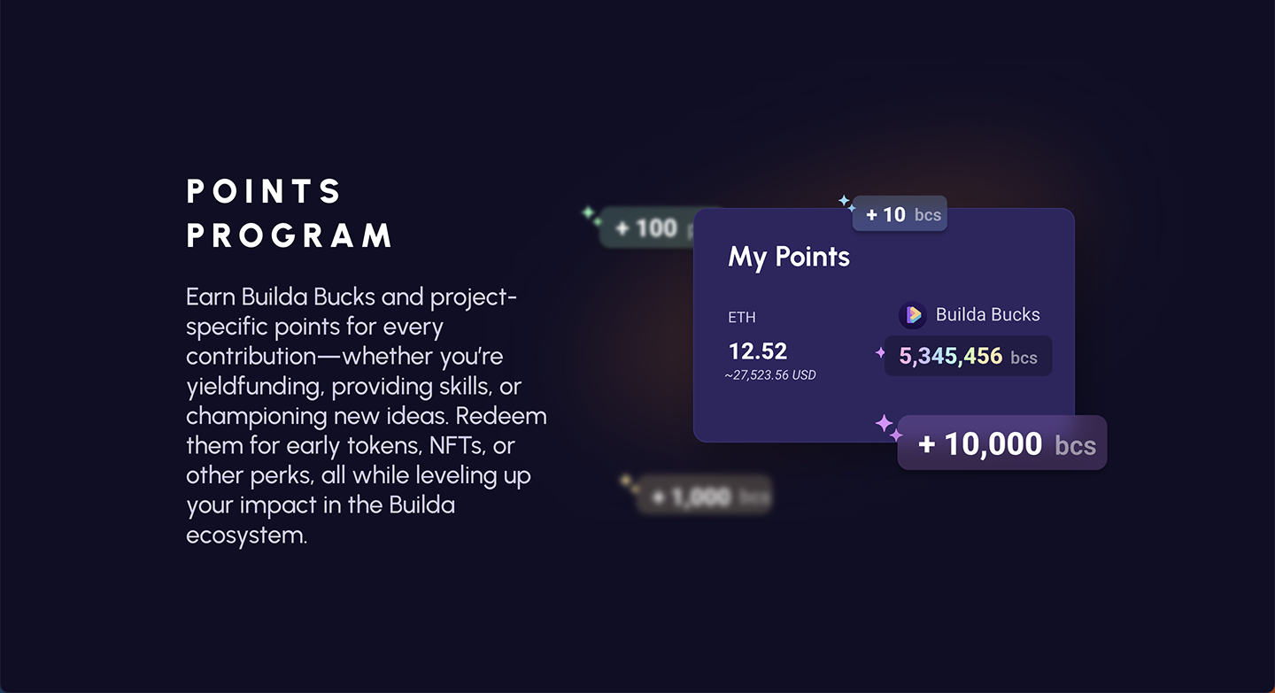 Builda website section presenting the points programme