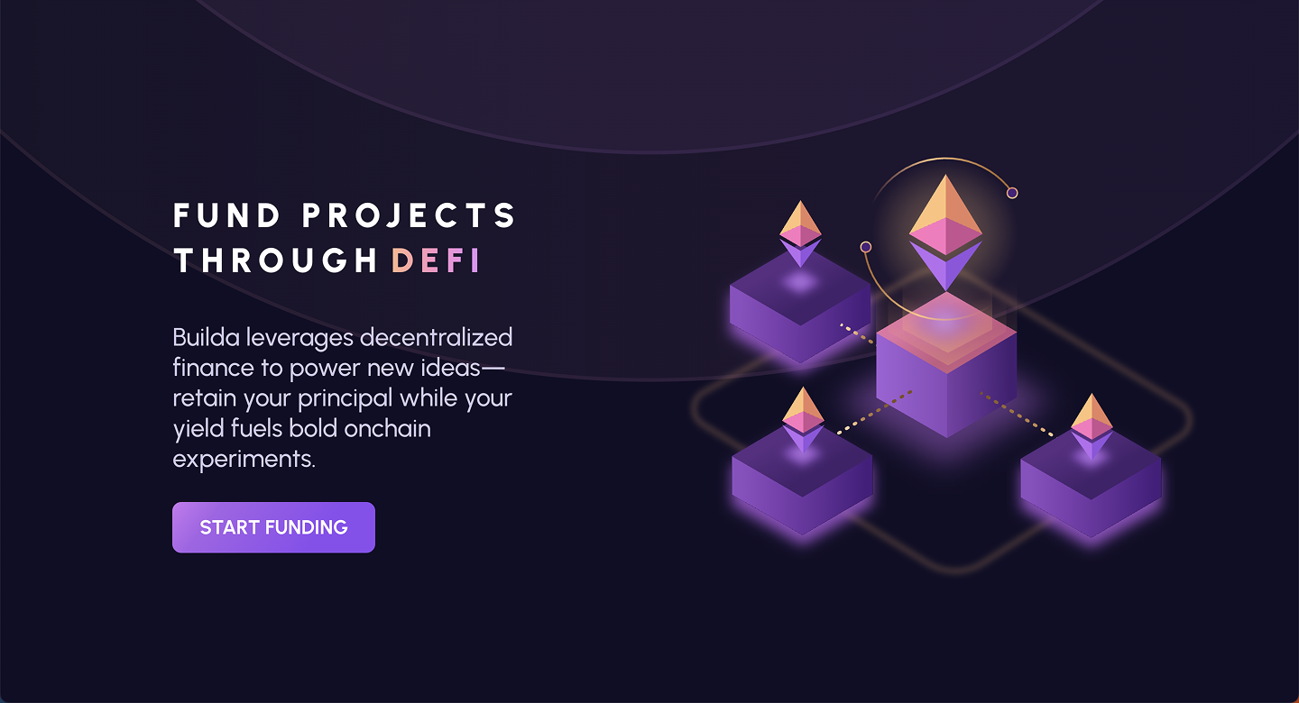Builda website section explaining how DeFi funds projects