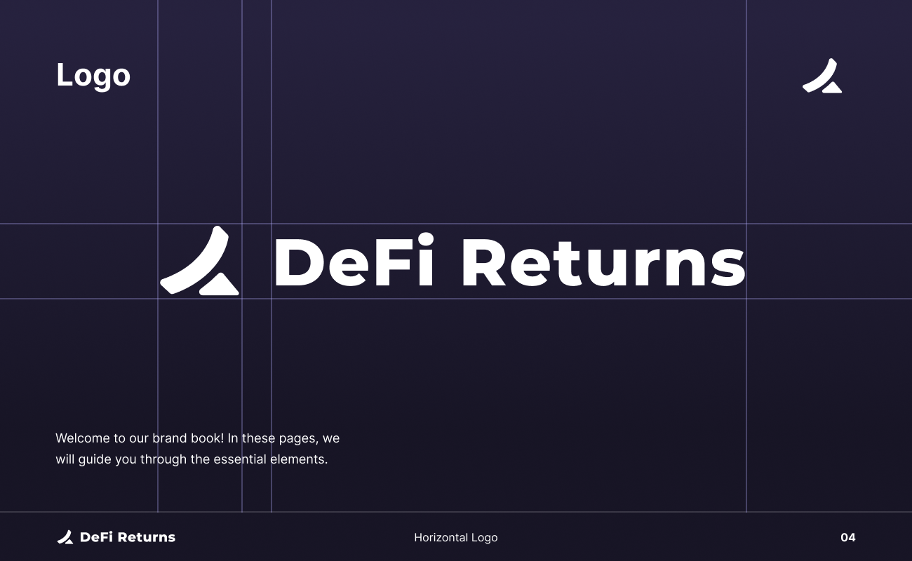 Construction of the DeFi Returns logo and wordmark