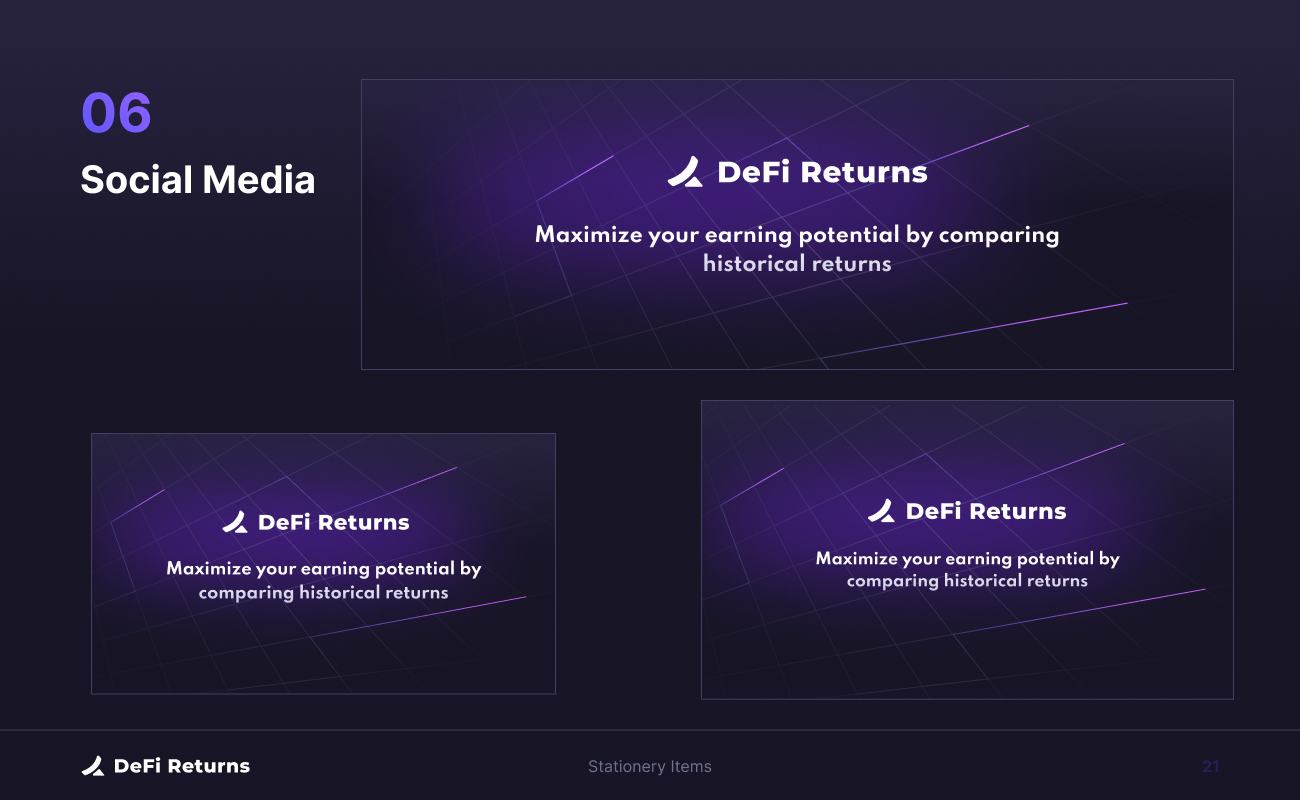 DeFi Returns brand applications for social media
