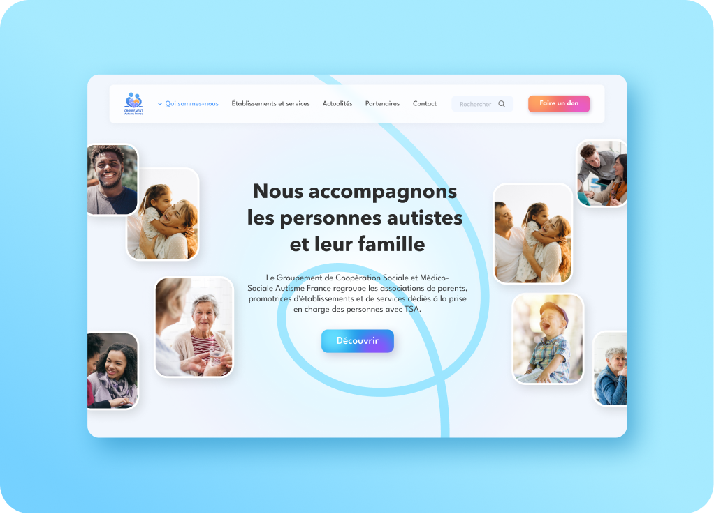 Redesigned homepage for Groupement Autisme France