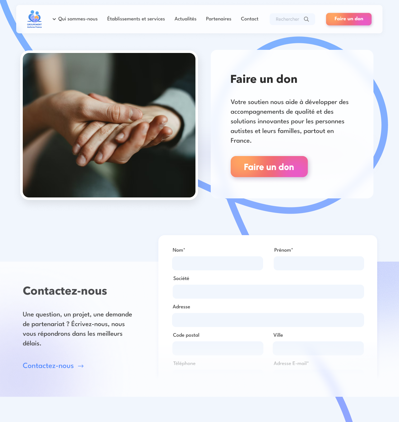 Donation and contact journeys on the new Groupement Autisme France website