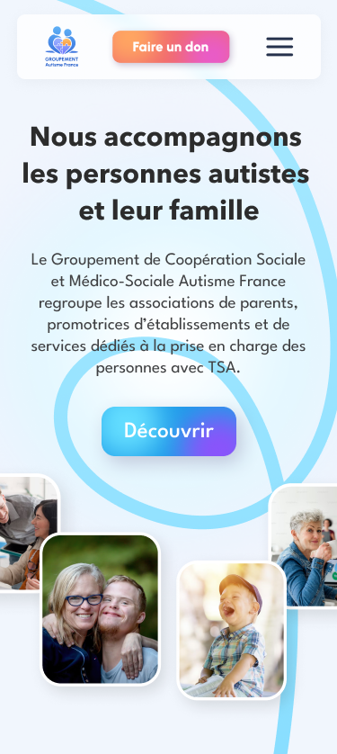 New Groupement Autisme France homepage on mobile
