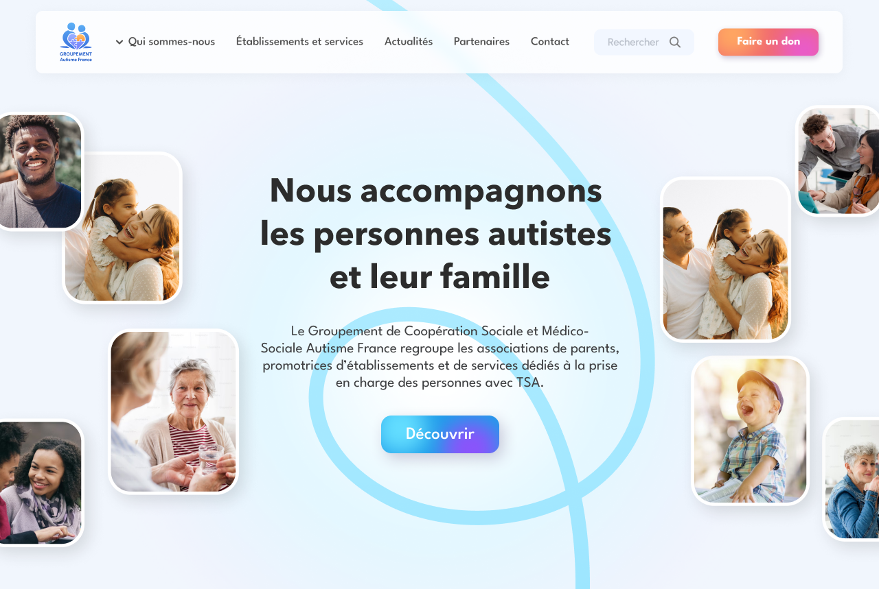 New homepage designed for Groupement Autisme France